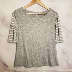 ❤️GAP Gray Knit Stripe Sleeve Blouse XS